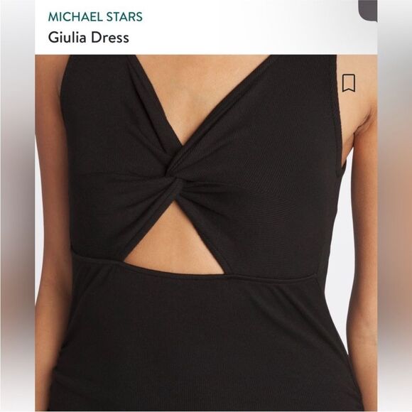 NWT Michael Stars Giulia Dress in Black. Size M Bodycon Summer Tank Dress - Picture 3 of 6